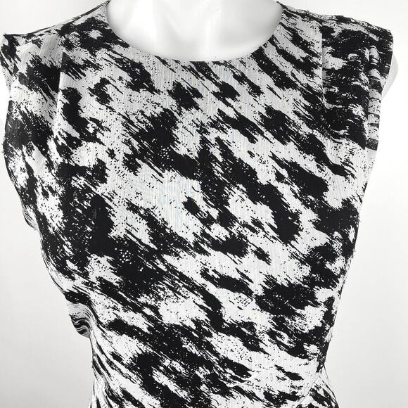 Express Multicolor Metallic Abstract Print Pleated Shoulder Ruffle Mini Dress S - Picture 4 of 6